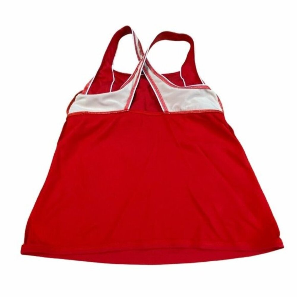 Lands End Womens Square Neck Tankini Swim Top 8L long Red - Picture 9 of 12